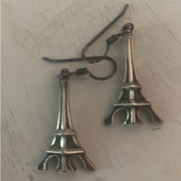 Paris .925 Silver Eiffel Tower Earrings stamped designer - Picture 5 of 6